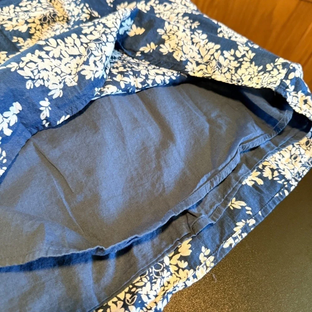 Abercrombie Fitch Size Xl Women Jade Blue‎ White Floral Print 3/4 Sleeve Boho